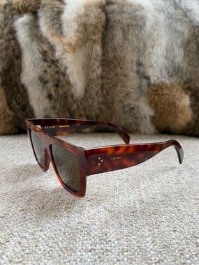Celine Tortoiseshell Brown Rectangular Sunglasses